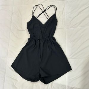 Black backless romper